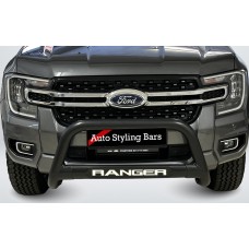 Ford Ranger Next Gen 2023+ Nudge Bar w Oval Cross Member 409 Stainless Steel PC Black