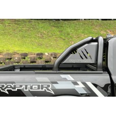 Ford Ranger (RAPTOR) 2012-2022 Sports Bar Black - Brake Light Integration - RAPTOR NAME PLATE 409 Stainless Steel PC Black
