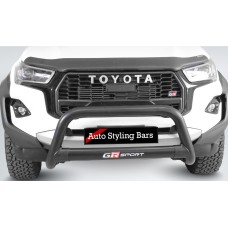 Toyota Hilux 2024+ GR - S3 Sport Nudge Bar with Oval Cross Member 409 Stainless Steel Powder Coated Black Toyota Hilux 2024+ GR - S3 Sport Nudge Bar with Oval Cross Member 409 Stainless Steel Powder Coated Black