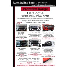Isuzu KB 2013 - 2025+ GEN6 and GEN7 Double & Extended Cab Sports Bar (Rollbar) 409 Stainless Steel PC Black Isuzu KB 2013 - 2025+ GEN6 and GEN7 Double & Extended Cab Sports Bar (Rollbar) 409 Stainless Steel PC Black