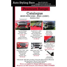 Isuzu  2013 - 2025+  (Fits Gen 6 & Gen 7)  Double and Extended Cab Sports Bar (Rollbar) Stainless Steel