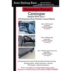 Mazda BT50 Facelift 2021+ Sports Bar 409 Stainless  Steel Powder Coated Black