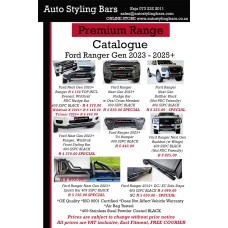 Ford Ranger Next Gen 2023+ Bullbar with Wings Black (Not PDC Friendly) 409 Stainless Steel PC Black Ford Ranger Next Gen 2023+ Bullbar with Wings Black (Not PDC Friendly) 409 Stainless Steel PC Black